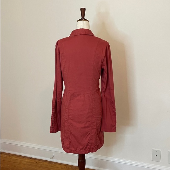 Free People Red Snap Front Boho Shirt Dress Long Sleeve Size XS Fits S/M - Picture 3 of 7